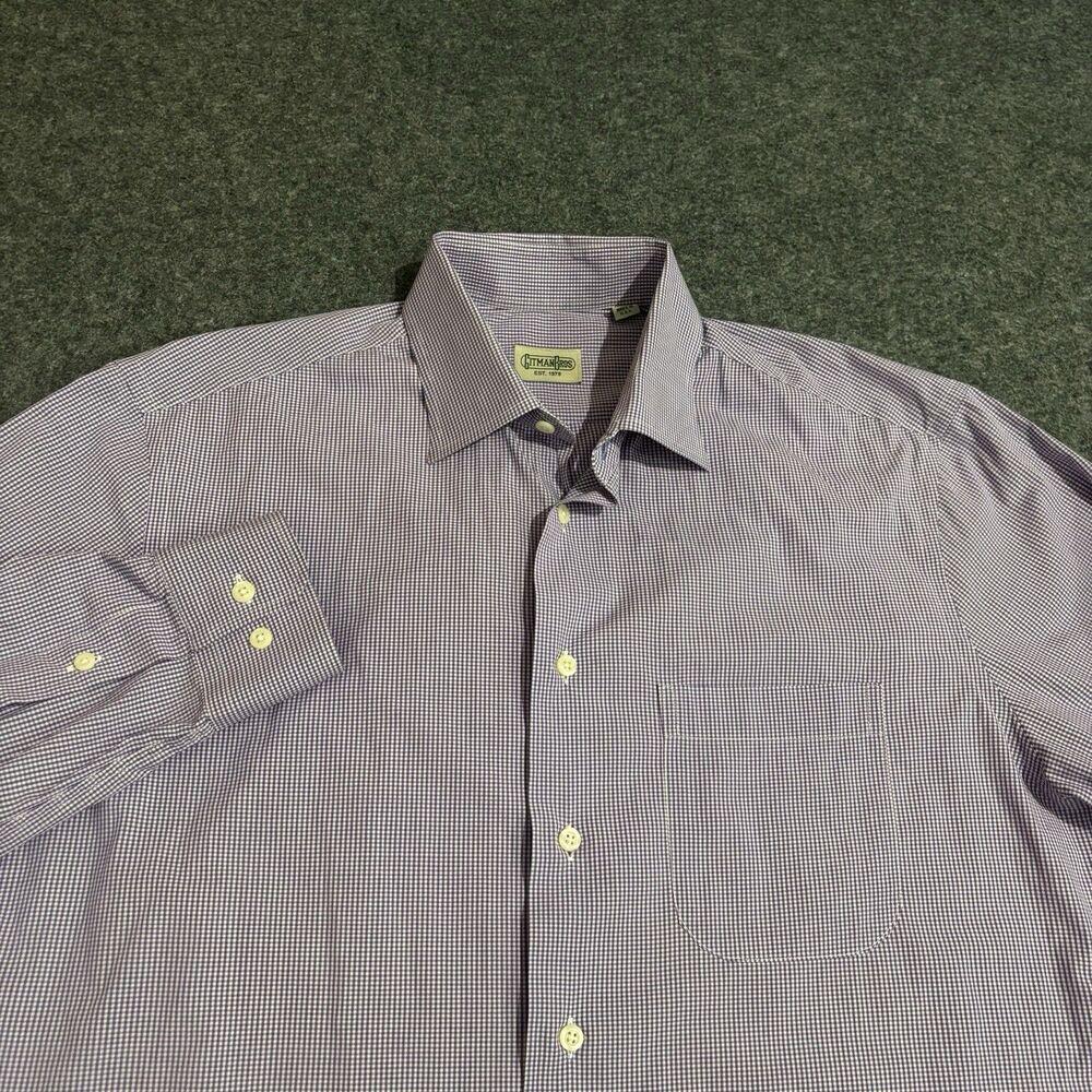 Gitman Bros Shirt Mens Large Button Down Purple Check Long Sleeve Cotton USA